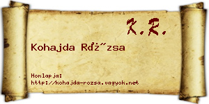 Kohajda Rózsa névjegykártya